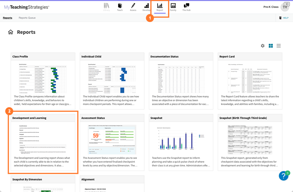 Development and Learning Report - Teachers