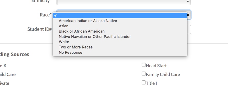 What are the ethnicity and race field selections on child records in ...